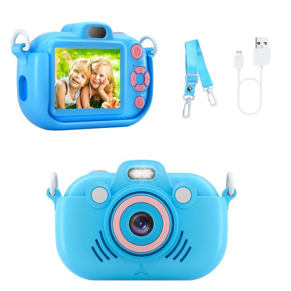 Kids Camera, Digital Camera for Kids 36M 2.7K Video Recorder with Fill-in Light, Automatic Shut-Down, 2.0 Inch Screen, Video Camera Christmas Birthdays for Girls Boys Toddlers Age 3 4 5 6 7 8 (Blue)