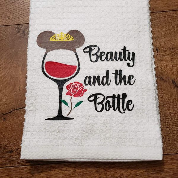 Wine Drinking Beauty & The Beast Towel