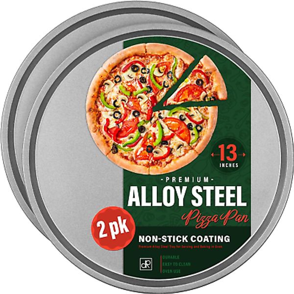 13 Inch Alloy Steel Pizza Pan, Non-Stick Coating, Serving Tray, round Baking ...