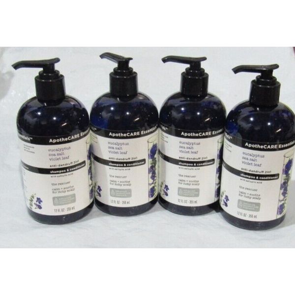 4 pcs ApotheCARE Essentials Eucalyptus Anti-Dandruff Shampoo & Conditioner 2in1