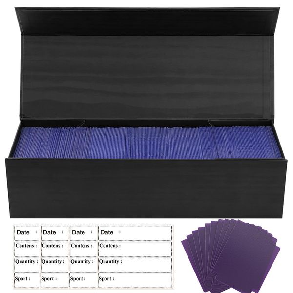 shinwinly Magnetic Toploaders Storage Box,Trading Card Storage Box With 10PCS Dividers,Toploaders Deck Box,Toploaders Hobby Box,Card Storage Box Fits 800+ Cards or 200 Toploaders(retro black -1pack)