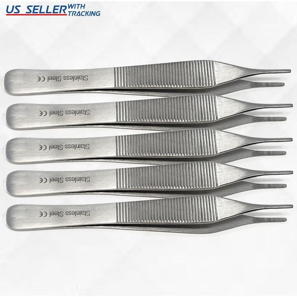 5x Adson Tissue Forceps Tweezer 4.75'' Surgical Anatomical Surgical Forceps CE