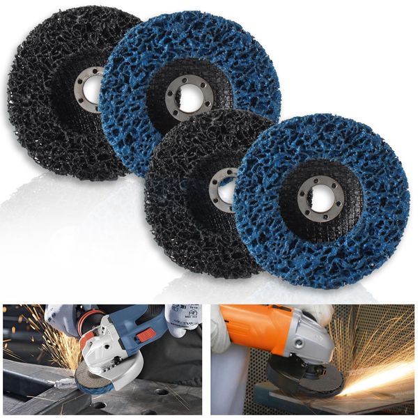 LUCKYBEE Cleaning Set of 4 DIY Polishing Discs Rust Removal Grinding Matte Paint Removal Grinder Sander Paint (Blue x 2 Black x 2)