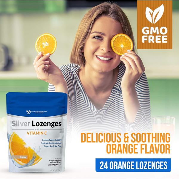 Silver Lozenges with Vitamin C - Premium Nano Silver 60 PPM Colloidal Silver,...