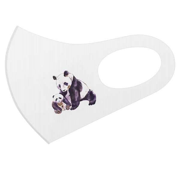 Design Mask, Set of 2, Polyester, Washable, Cloth Mask, Unisex, 018033, 1 Point, Panda, Parent-Child Illustration, Watercolor Painting