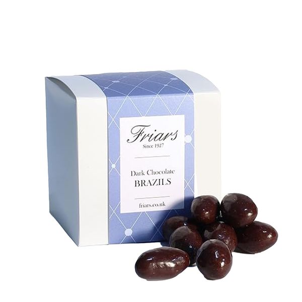 Friars Dark Chocolate Brazil Box - 600g Luxury Coated Peruvian Brazil Nuts | British Cocoa Hamper Gifts for Girlfriends, Men, Women, Friends & Mothers | Romantic Gift Set for a Birthday & Valentine's