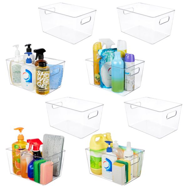 YIHONG Clear Plastic Storage Organizer Bins, 8 Pack Food Storage with Handle for Kitchen,Refrigerator, Freezer,Cabinet Organization