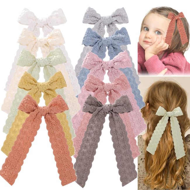 OneCocoa Girls Hair Bows, 10 PCS Cute Hair Accessories for Girls Little Girl Hair Clips Toddler Hair Bow Barrettes for Kids, Teen Girls, Women