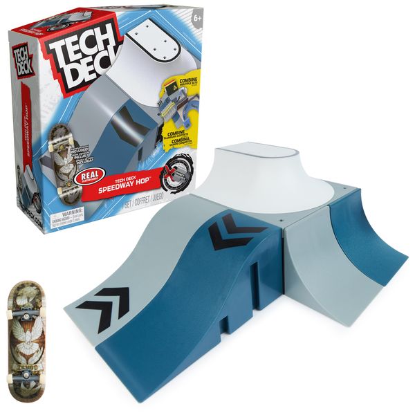 TECH DECK, Speedway Hop, X-Connect Park Creator, Customizable and Buildable Ramp Set with Exclusive Fingerboard, Kids Toy for Ages 6 and up