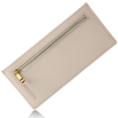 Mura Women's Long Wallet, Genuine Leather, Thin, RFID Skimming Prevention, Travel, sand