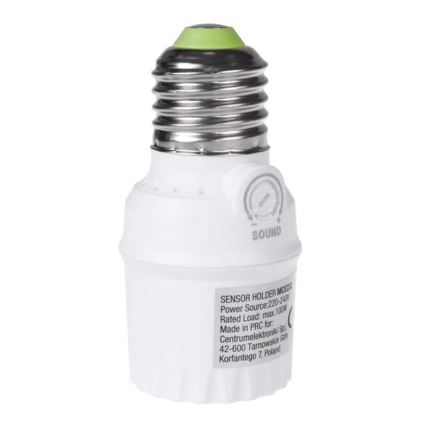 Maclean MCE232 Lampholder with Motion Sensor and Twilight Sensor E27 Socket Adapter Detection Range 360 ​​° Sensor Automatic Lighting (Sound Sensor), White