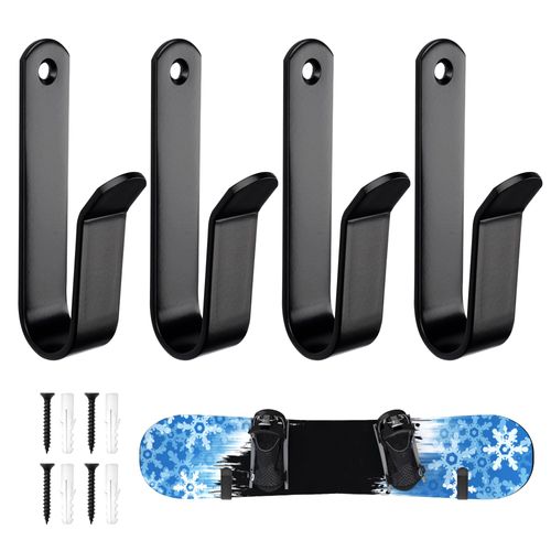 Skateboard Wall Mount, Snowboards Wall Shelf Display Rack, Ski Mount Wall, Deck Ski Holder, Storage Hooks, for Boards such as Skateboards, Longboards, Wakeboards and Roller Skates, 2 Pairs