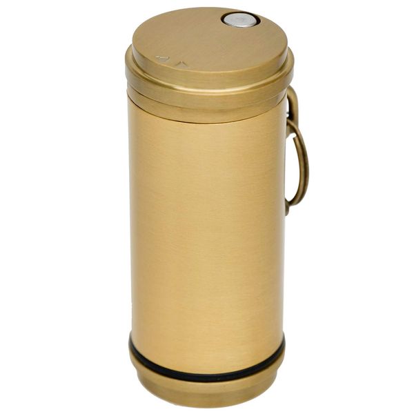 Penguin Lighter, Portable Ashtray, Gold, Ash Cylinder, Sliding, Brass, Diameter 1.3 x Height 2.9 inches (3.3 x 7.3 cm)