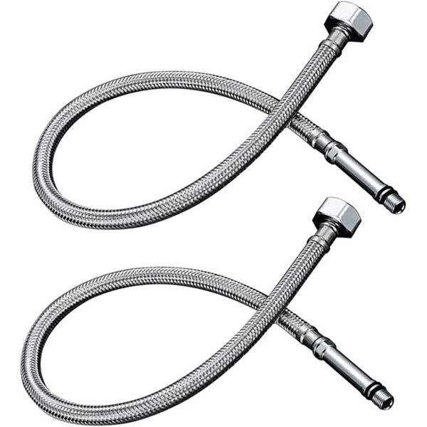 Voarge Pack of 2 Kitchen/Basin Monobloc Mixer Tap Connectors, Flexible Tap Connector Tails 600mm（23.6inch） Compression Braided Hose (Silver Pipes)