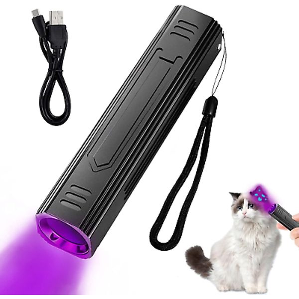 Wood'S UV Lamp Portable 365Nm Pet Cat Dog UV Black Light Flashlight Cat Ringworm