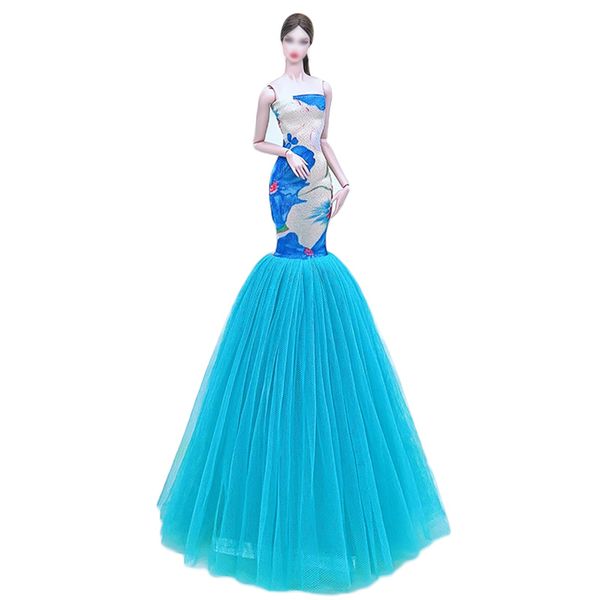 Fashion Princess Wedding Dress Party Gown Clothes for 11.5inch Doll Fishtail Dresses 1:6 Dolls Accessories (Style L)