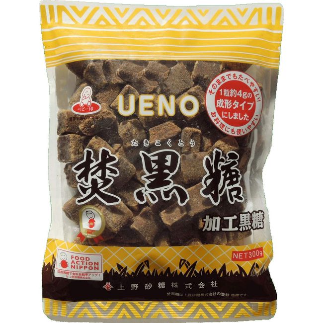 Ueno Sugar Baked Brown Sugar, Molded Type (Processed Brown Sugar), 10.6 oz (300 g), 2 Bags