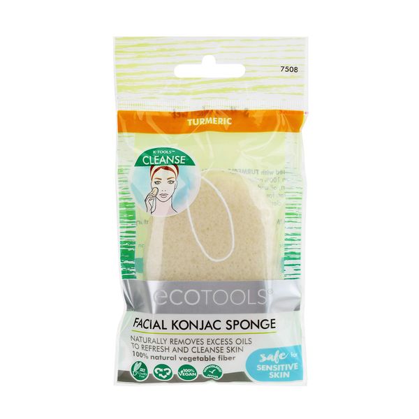EcoTools Facial Konjac Turmeric Sponge, Removes Excess Oils, Scrubber For Facial Skincare and Beauty, Set of 6