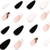 Bufenia Pink Almond False Nails 24Pcs Press on Stiletto Nails Full Cover Fake Nails for Women and Girls (D)