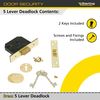 Sterling MLD530 5 Lever Deadlock, Brass, 3.0"