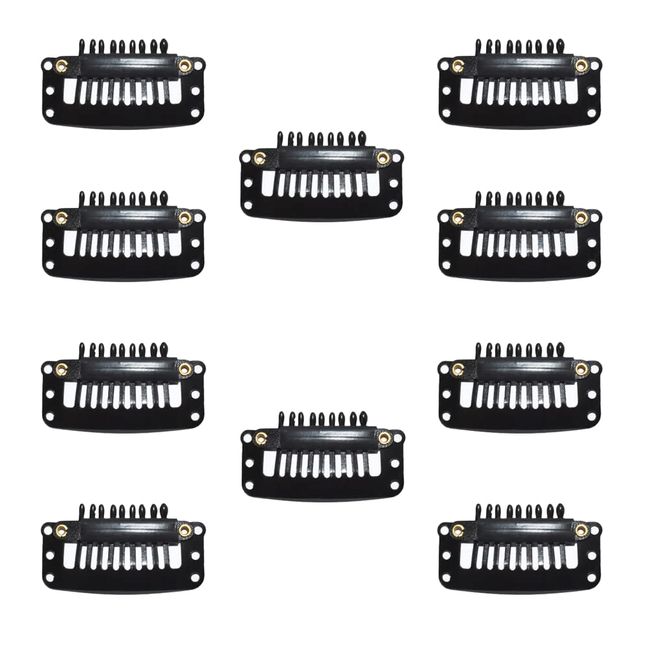 Perückenclip, 10Pcs Haarverlängerung Clips, U-Förmige Metallclips, Schwarz 9 Zähne Kammclips, Schnappclips für Haarverlängerungen