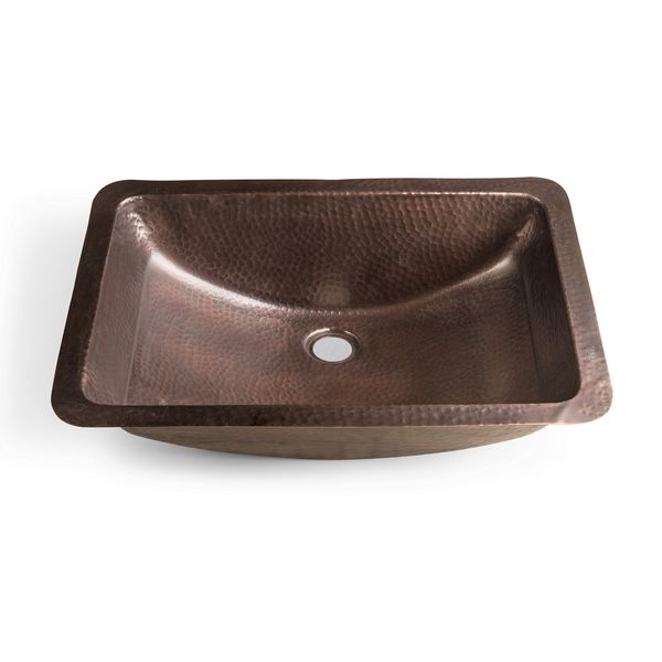 Monarch Abode 17095 Pure Copper Hand Hammered Venetian Dual Mount Bathroom Vanity Sink, 21 Inches