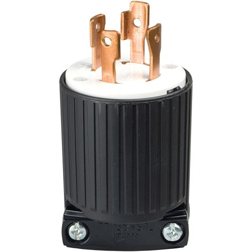EATON L1430P Locking Electrical Plug, 125/250 V, 30 A, 3 P, 4 W, Black and White