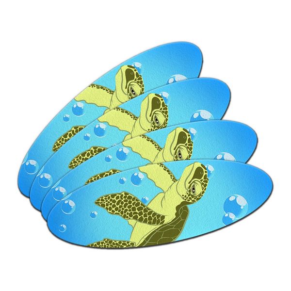 Sea Turtle - Ocean Cute Double-Sided Oval Nail File Emery Board Set 4 Pack
