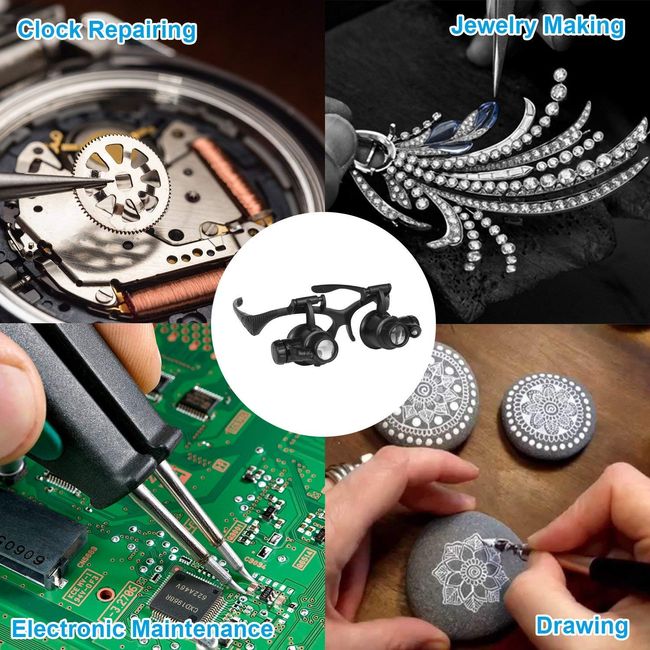 Watchmaker's magnifying glass repair 2 led 6x