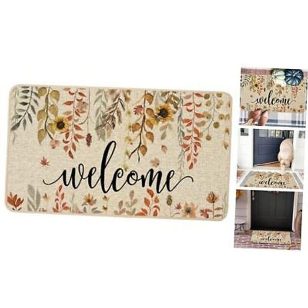 Welcome Doormat Eucalyptus Leaves Sunflowers Door Mats 17x29.5x0.3INCH Fall