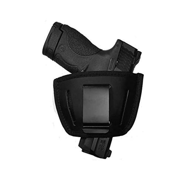 Universal Leather Gun Holster fits AMT Backup (Black) Use Inside Waistband or Belt On Outside CCW