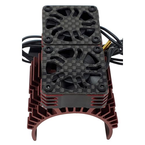 NHX RC 1/8 Twin Alum HV Cooling Fans w/Cover 28000 RPM Motor Heatsink Burgundy