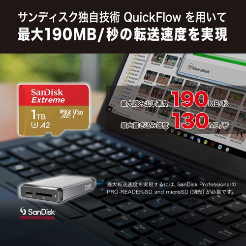 SanDisk Extreme SDSQXAV-1T00-GH3MA MicroSD 1TB UHS-I U3 V30 Write Up to 130MB/s Full HD & 4K SanDisk Extreme SDSQXAV-1T00-GH3MA Solid State Drive