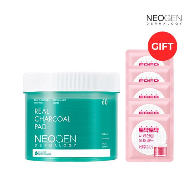 [Neogen] Real Charcoal Pads (60ea) + (Gift) Cica Pads 5ea