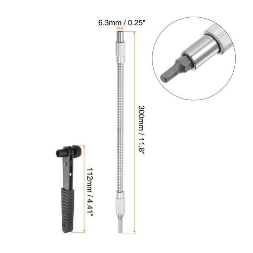 sourcing map Flexible Drill Bit Extension Kits, 24pcs Screwdriver Bit Set 1/4" Hex Shank Screw Driver Kit Handle Tools with 300mm Flexible Extension Bit Shaft
