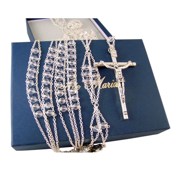 Clear Acrylic Prayer Bead Wedding Ladder Lasso Rosary for Married Couple, 42 Inch