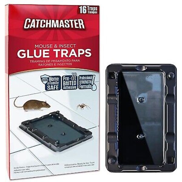 Catchmaster 16-Pack Pre-Scented Glue Traps - Pet Safe Pest Control for Mice