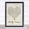 Party Favor Script Heart Song Lyric Print