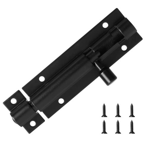 Door Lock Bolts Security Slide Latch Lock Strong Stainless Steel Matte for Bathroom, Toilet, Shed, Shower, Garden, Bedroom - Door Latch Slide Bolts Lock with Screws, 3 Inch (Black)