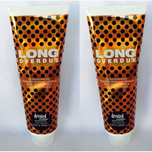 2-Pack LONG OVERDUE Dark DHA Bronzer Tanning Bed Lotion Devoted Creations 9 oz  