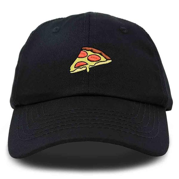 DALIX Pizza Slice Embroidered Dad Cap Cotton Baseball Hat Unisex in Black