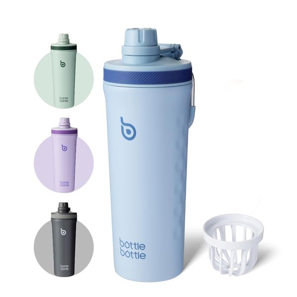 BOTTLE BOTTLE Stainless Steel Protein Shaker Bottle with Handle for Men and Women 770ml(26oz) Insulated Metal Gym Water Bottles for Protein Powder(blue)