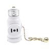 E26 to 2 Outlet Socket Adapter Light Holder Splitter,UL Listed Standard (Medium) E26 Base Light Bulb to 2-Prong Outlet Plug Splitter Converter,Pull Chain Switch (1-Pack,White)
