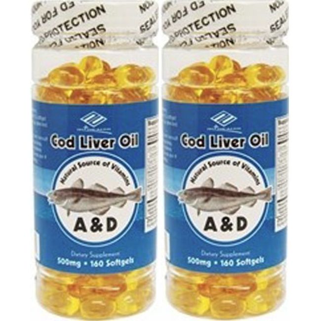 2 Nu-Health Cod Liver Oil (320 Softgels , 500 mg) good for eye. 10 months supply