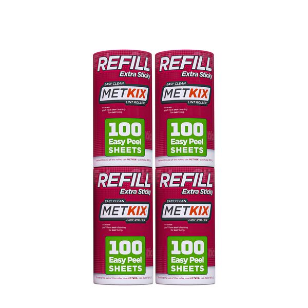 Metkix Lint Roller Refills, 4 Count (400 Sheets Total) Refills - 4 Rolls