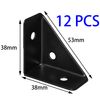 12 PCS Triangle Corner Brackets,Angle Support for Furniture Fastening (Black)