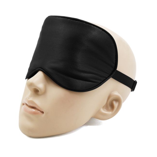 Soft Silk Travel Relax Eyes Pad Sleep Eye Shade Cover Blindfold Black