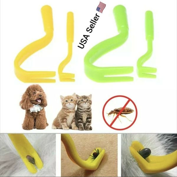 2pcs Pets Tick Remover Mites Twister Tool Set Dual Teeth Twister Hook Dogs Cats