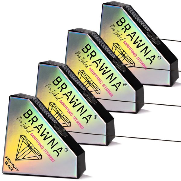 BRAWNA [ Upgraded 30 Meters ] Pre-Inked Mapping String for Microblading & Microshading - 4 pack Premium Microblading string - Microblading Supplies