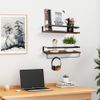Floating Shelves Wall Mounted Set of 2 Solid Wood Wall Shelf Display Ledge Stor